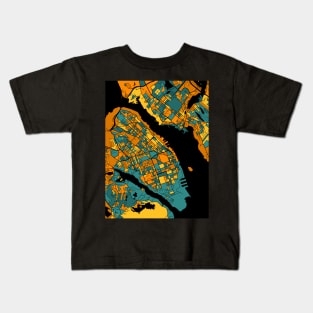 Halifax Map Pattern in Orange & Teal Kids T-Shirt